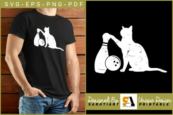 Cat Bowling Embroidery Design