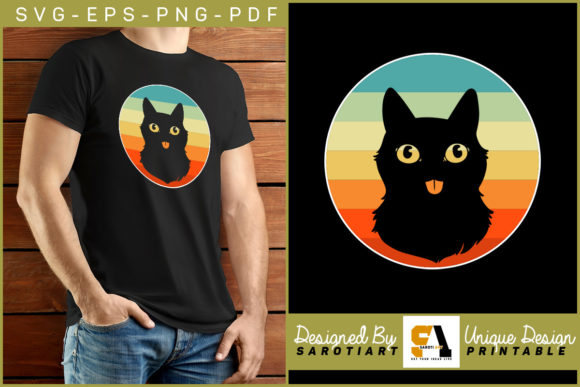 Cat Vector with Vintage Retro Design Art