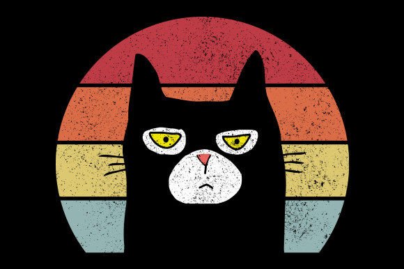 Funny Black Cat Embroidery Design