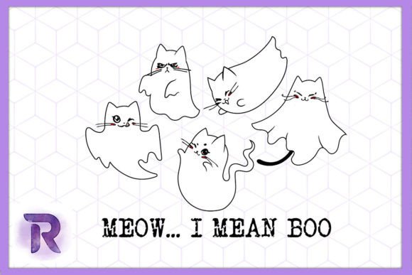 Halloween Meow Cat Ghost Boo PNG