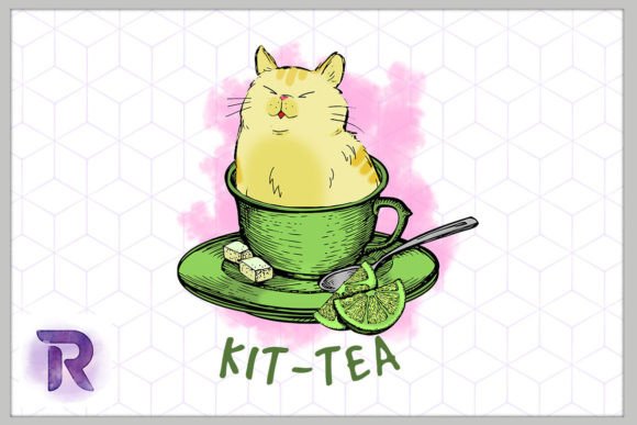 Kit-Tea Funny Cat Lover Cute Cat PNG