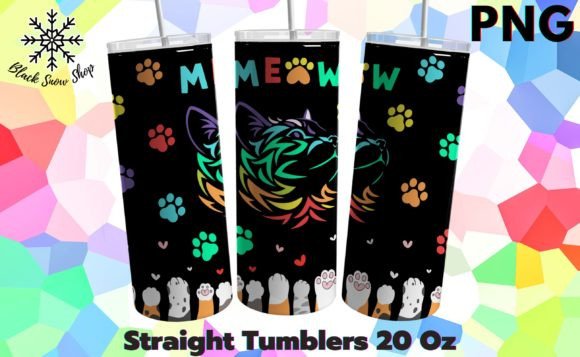 Meow Cat Black Pastel Sublimation Tumble