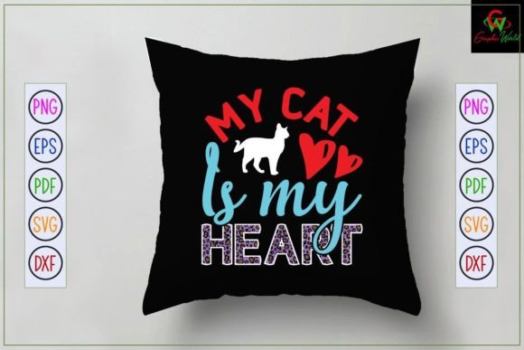 My Cat is My Heart Sublimation Design