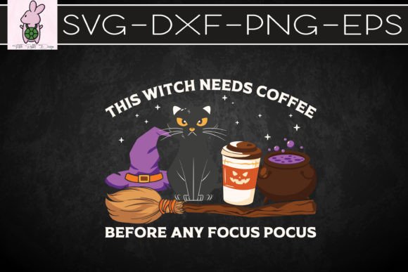 This Witch Needs Coffee Cat Halloween
